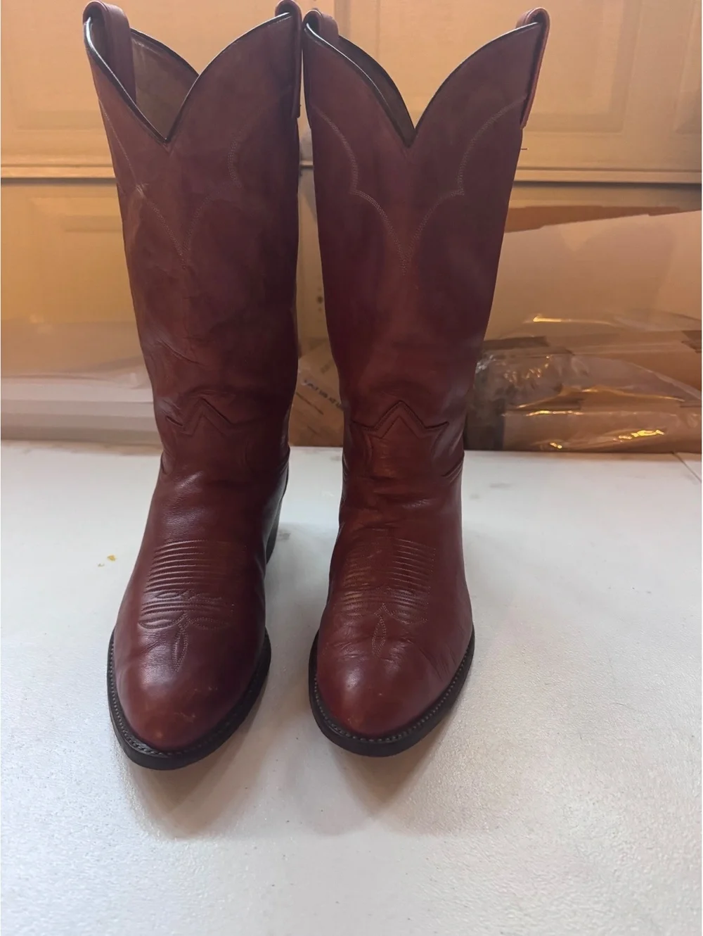 Tony Lama Vintage Western Cowboy Boots Brown Leather Style 5084 IOKEE Size 8